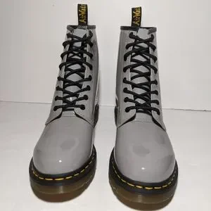Dr. Martens 1460 Grey Patent Leather 8 Eye Lace Up Combat Boots Mens Dr Martens 1460 Rainbow Patent Boots Grey Iridescent 8 Eye  main image 3